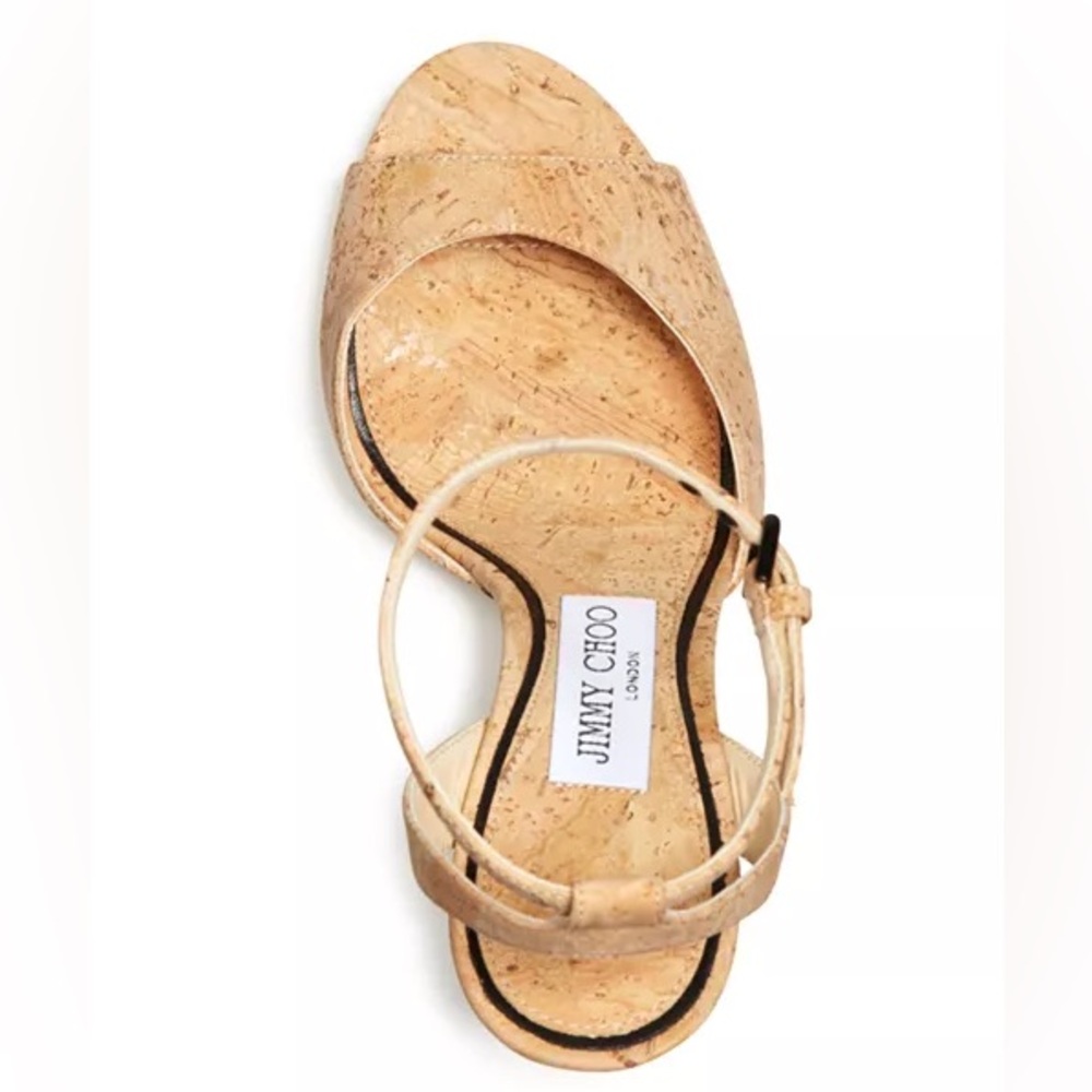 Jimmy Choo Women's Miranda 100 Cork High-Heel Sandals Size 38 1/2 8.5 - Picture 3 of 8